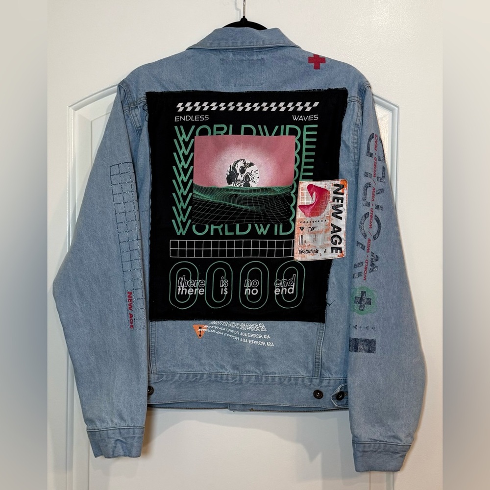 Brooklyn Cloth Denim Jacket Unique New Age Tech Wave Men’s Size M